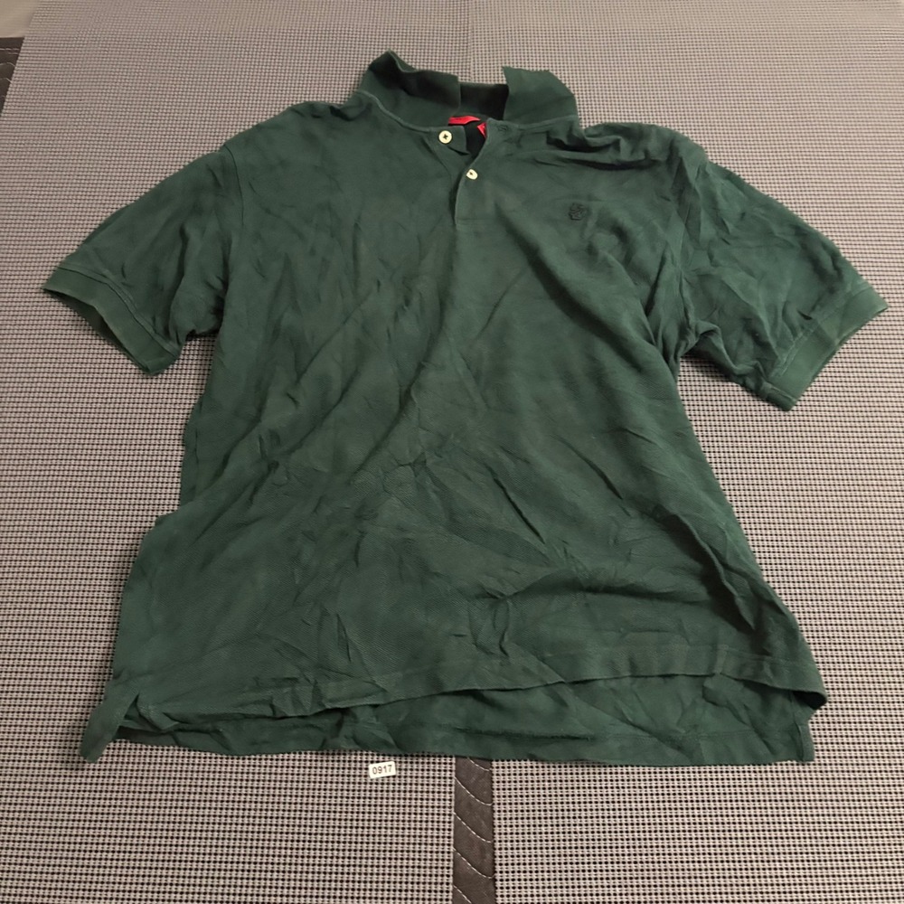 Izod Mens Polo Shirt Large Green Short Sleeve Cotton Pique Casual Top